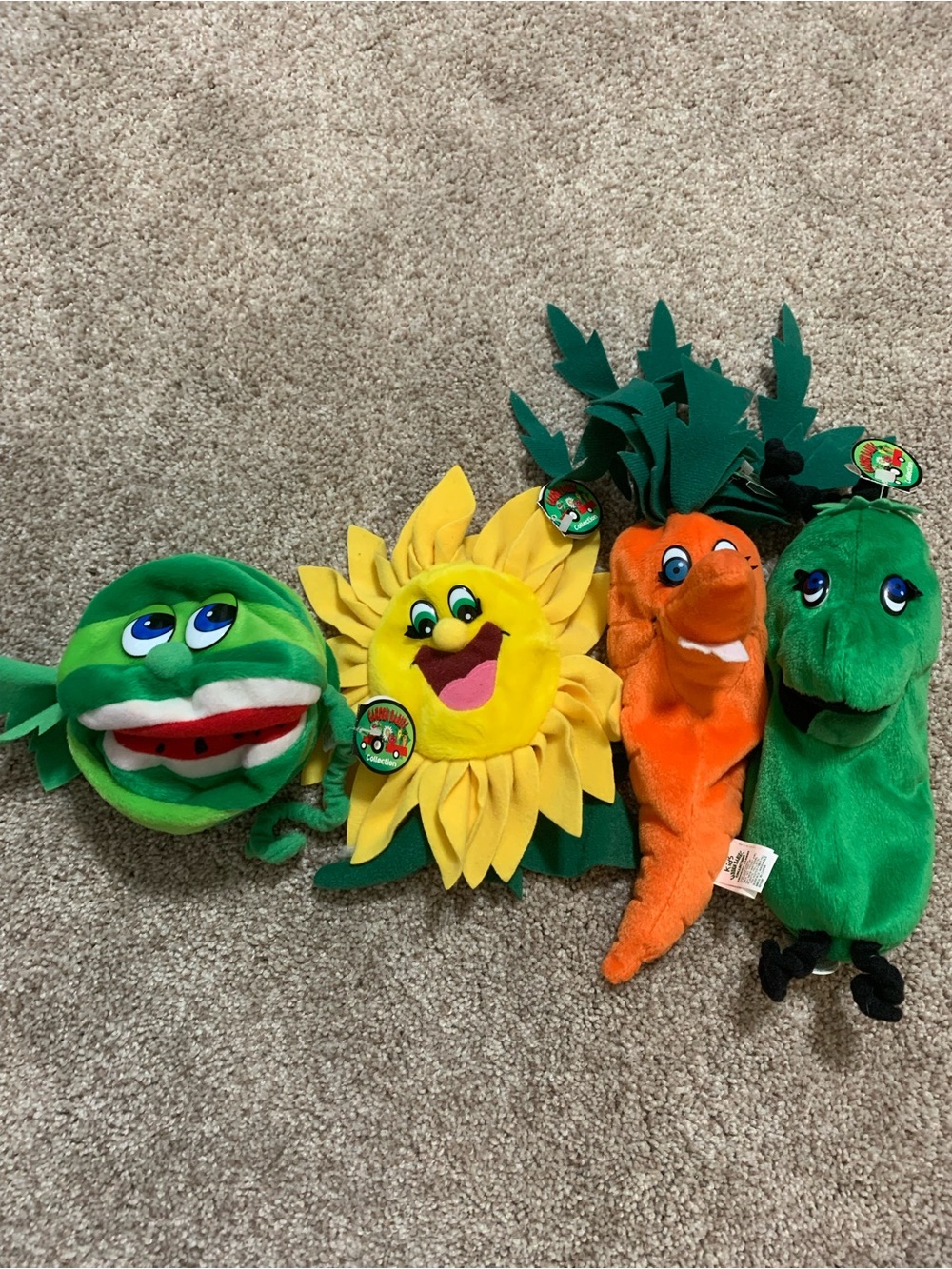 Lot 4 Kids Garden Babies Collection Plush Beanie Vegetables Veggie 1998 Vintage
